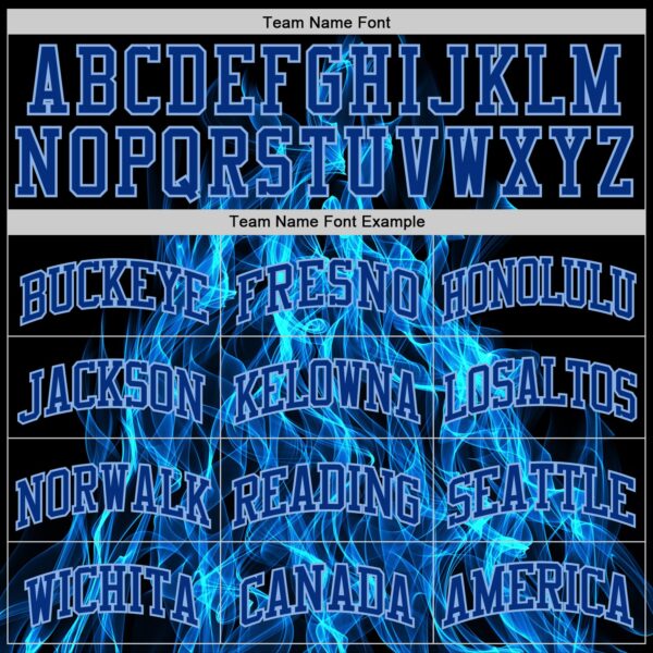 Custom Black Royal-Light Blue Flame Round Neck Sublimation Basketball Suit Jersey