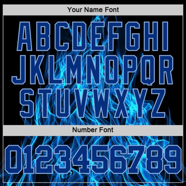 Custom Black Royal-Light Blue Flame Round Neck Sublimation Basketball Suit Jersey