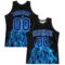 Custom Black Royal-Light Blue Flame Round Neck Sublimation Basketball Suit Jersey