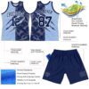 Custom Graffiti Pattern Navy Light Blue-White Scratch Round Neck Sublimation Basketball Suit Jersey