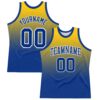 Custom Yellow Royal-White Fade Fashion Round Neck Sublimation Basketball Suit Jersey