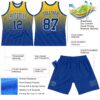 Custom Yellow Royal-White Fade Fashion Round Neck Sublimation Basketball Suit Jersey