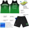 Custom Black Grass Green-White Gradient Square Shapes Round Neck Sublimation Basketball Suit Jersey