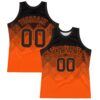 Custom Black Orange Gradient Square Shapes Round Neck Sublimation Basketball Suit Jersey