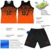 Custom Black Orange Gradient Square Shapes Round Neck Sublimation Basketball Suit Jersey