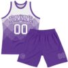 Custom White Purple Gradient Square Shapes Round Neck Sublimation Basketball Suit Jersey