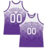Custom White Purple Gradient Square Shapes Round Neck Sublimation Basketball Suit Jersey