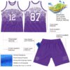 Custom White Purple Gradient Square Shapes Round Neck Sublimation Basketball Suit Jersey