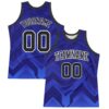 Custom Dark Purple Black Royal-White Geometric Shape Round Neck Sublimation Basketball Suit Jersey