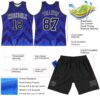 Custom Dark Purple Black Royal-White Geometric Shape Round Neck Sublimation Basketball Suit Jersey