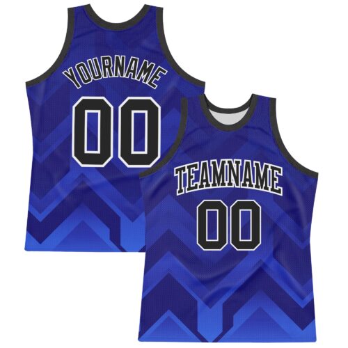 Custom Dark Purple Black Royal-White Geometric Shape Round Neck Sublimation Basketball Suit Jersey