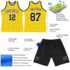 Custom Gold Black-White Geometric Shape Round Neck Sublimation Basketball Suit Jersey