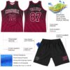 Custom Black Crimson-White Fade Fashion Round Neck Sublimation Basketball Suit Jersey