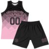 Custom Black Light Pink Gradient Square Shapes Round Neck Sublimation Basketball Suit Jersey