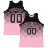 Custom Black Light Pink Gradient Square Shapes Round Neck Sublimation Basketball Suit Jersey