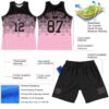 Custom Black Light Pink Gradient Square Shapes Round Neck Sublimation Basketball Suit Jersey