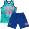 Custom Teal Pink Royal-White Splash Round Neck Sublimation Basketball Suit Jersey