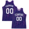 Custom Purple White-Pink Line Round Neck Sublimation Basketball Suit Jersey