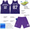 Custom Purple White-Pink Line Round Neck Sublimation Basketball Suit Jersey
