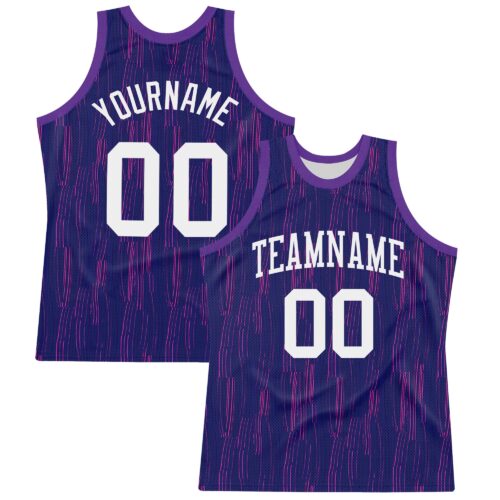 BSuit0298 Custom Purple White-Pink Line Round Neck Sublimation Basketball Suit Jersey