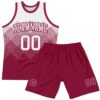 Custom White Maroon Gradient Square Shapes Round Neck Sublimation Basketball Suit Jersey