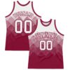 Custom White Maroon Gradient Square Shapes Round Neck Sublimation Basketball Suit Jersey