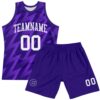Custom Purple White Zigzag Shape Round Neck Sublimation Basketball Suit Jersey