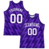 Custom Purple White Zigzag Shape Round Neck Sublimation Basketball Suit Jersey