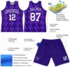 Custom Purple White Zigzag Shape Round Neck Sublimation Basketball Suit Jersey
