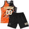 Custom Graffiti Pattern White Black Orange-Old Gold Scratch Round Neck Sublimation Basketball Suit Jersey