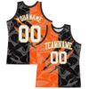 Custom Graffiti Pattern White Black Orange-Old Gold Scratch Round Neck Sublimation Basketball Suit Jersey