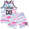 Custom Figure Black Pink-Light Blue Fluid Art Round Neck Sublimation Basketball Suit Jersey