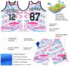 Custom Figure Black Pink-Light Blue Fluid Art Round Neck Sublimation Basketball Suit Jersey