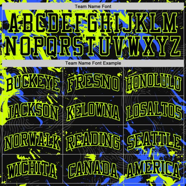 Custom Black Neon Green-Royal Splash Round Neck Sublimation Basketball Suit Jersey