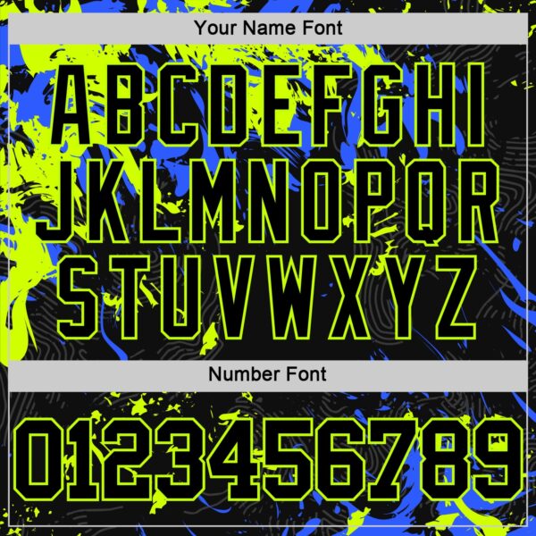 Custom Black Neon Green-Royal Splash Round Neck Sublimation Basketball Suit Jersey