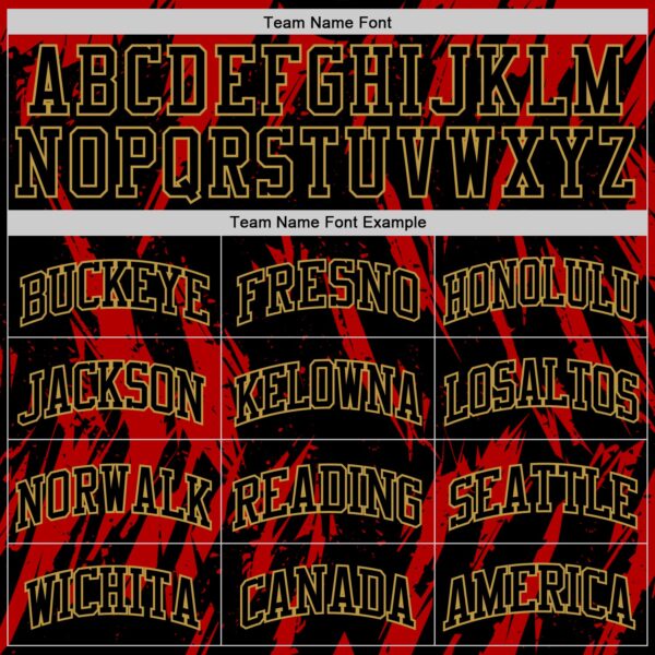 Custom Black Red-Old Gold Splash Round Neck Sublimation Basketball Suit Jersey