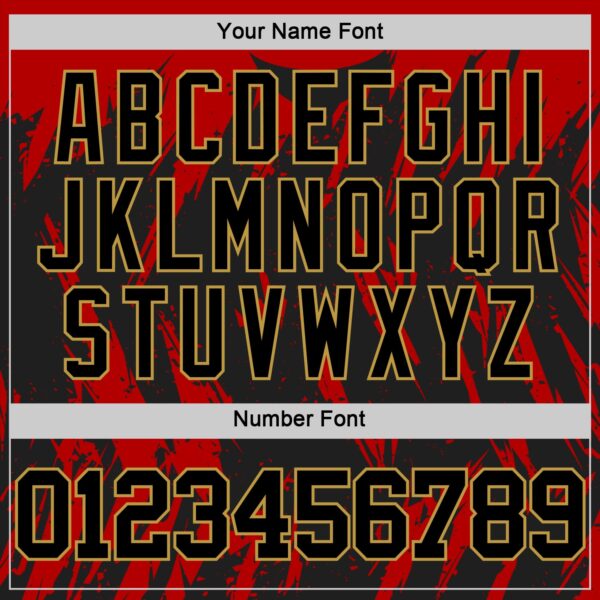 Custom Black Red-Old Gold Splash Round Neck Sublimation Basketball Suit Jersey