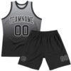 Custom Gray Black-White Fade Fashion Round Neck Sublimation Basketball Suit Jersey