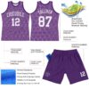 Custom Purple White Geometric Shape Round Neck Sublimation Basketball Suit Jersey