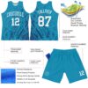 Custom Panther Blue White Splash Round Neck Sublimation Basketball Suit Jersey