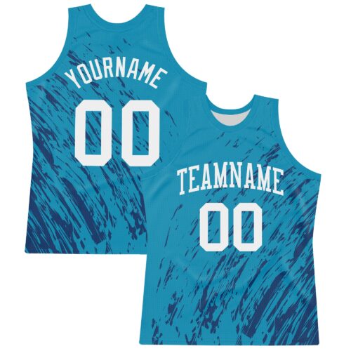 BSuit0313 Custom Panther Blue White Splash Round Neck Sublimation Basketball Suit Jersey
