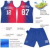Custom Red White-Royal Gradient Line Round Neck Sublimation Basketball Suit Jersey