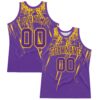 Custom Purple Yellow Splash Round Neck Sublimation Basketball Suit Jersey
