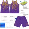 Custom Purple Yellow Splash Round Neck Sublimation Basketball Suit Jersey
