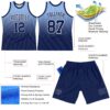 Custom Light Blue Navy-White Fade Fashion Round Neck Sublimation Basketball Suit Jersey