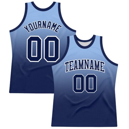 BSuit0317 Custom Light Blue Navy-White Fade Fashion Round Neck Sublimation Basketball Suit Jersey