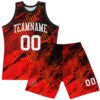 Custom Red White-Black Splash Round Neck Sublimation Basketball Suit Jersey