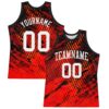 Custom Red White-Black Splash Round Neck Sublimation Basketball Suit Jersey