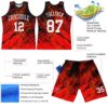 Custom Red White-Black Splash Round Neck Sublimation Basketball Suit Jersey