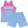 Custom Pink Light Blue-White Fade Fashion Round Neck Sublimation Basketball Suit Jersey